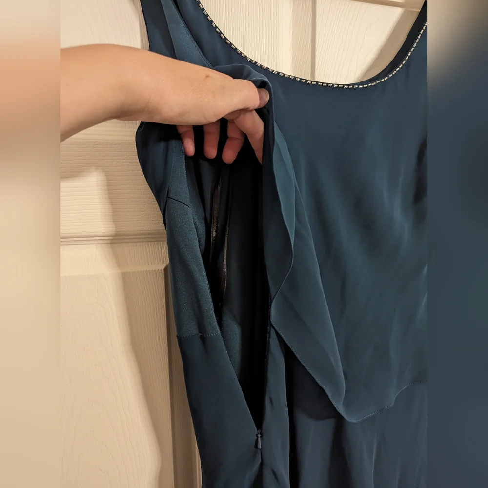 Jean De Lys Blue Dress sleeveless With asymmetrical hem size 18 (Read condition) - Picture 8 of 14